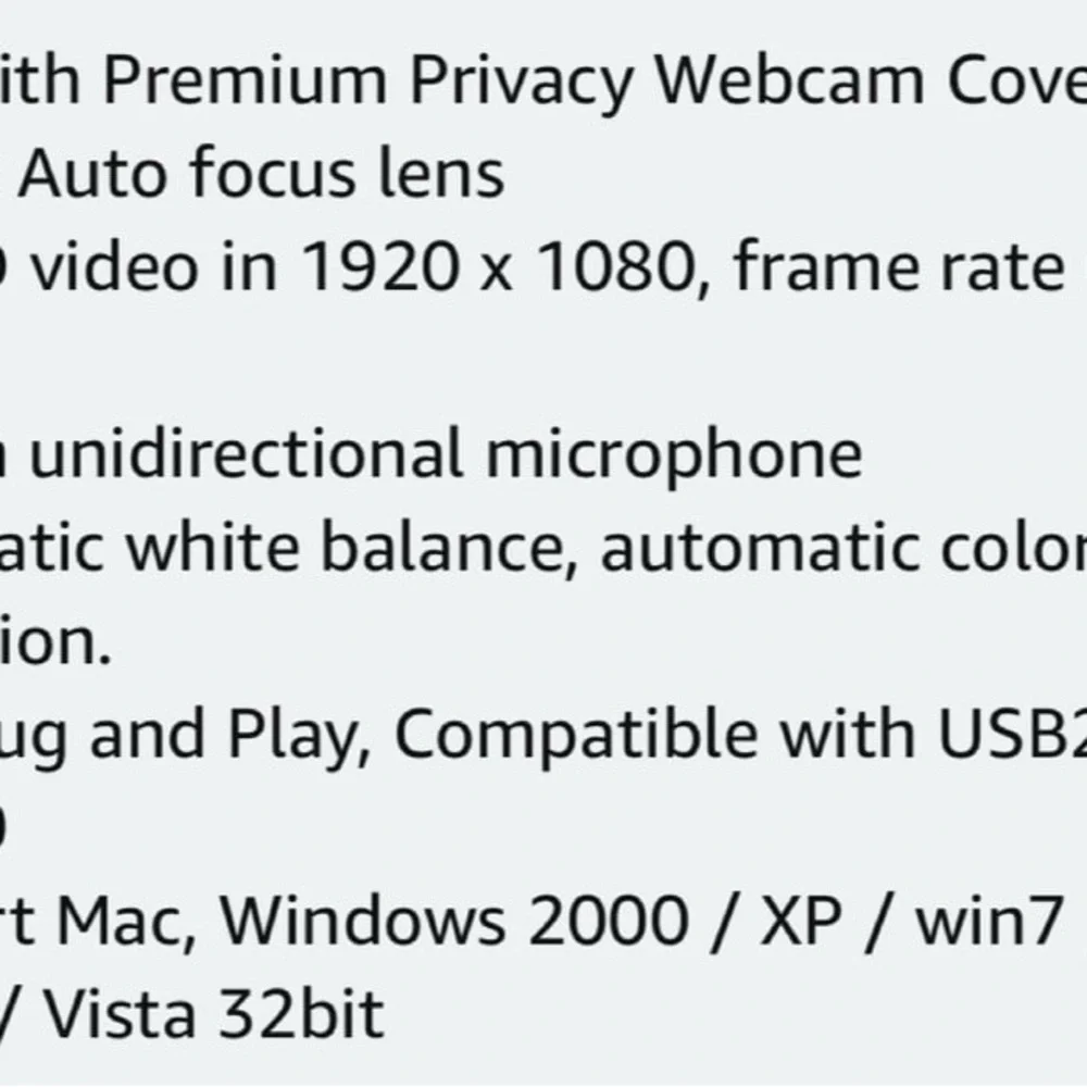 HD Black Webcam with Adjustable Stand